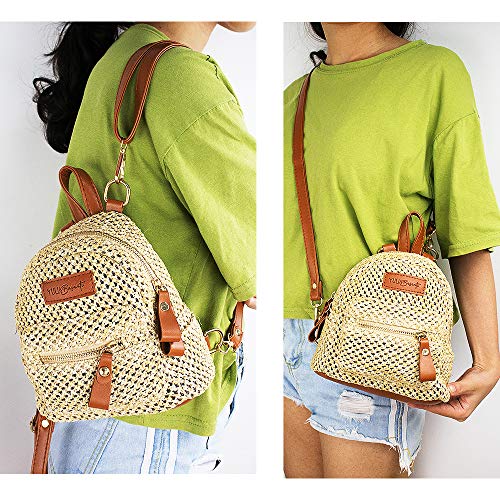 Yulia Basanti Mini Straw Purse Tiny Backpack For Women and Girls Lightweight and Fashionable