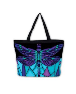 galleria stained glass dragonfly tote bag