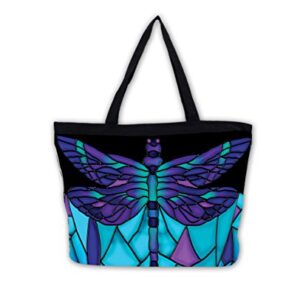 Galleria Stained Glass Dragonfly Tote Bag