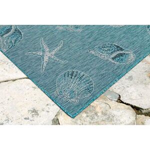 Liora Manne Shells Aqua Indoor Outdoor Area Rug, 1'11" x 7'6"