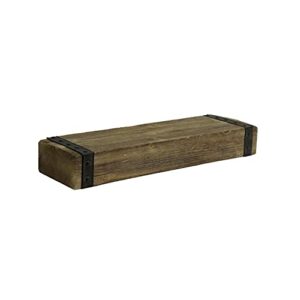 tx usa corporation braden 24″ floating wooden wall shelf – brown