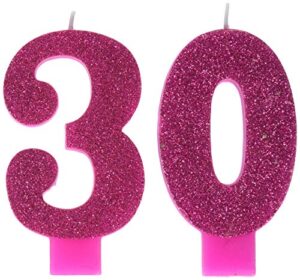 pink and gold milestone “30” numeral candles, party favor