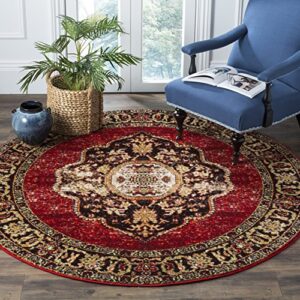 safavieh vintage hamadan collection 3′ round red / multi vth219a oriental traditional persian non-shedding dining room entryway foyer living room bedroom area rug