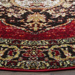 SAFAVIEH Vintage Hamadan Collection 3' Round Red / Multi VTH219A Oriental Traditional Persian Non-Shedding Dining Room Entryway Foyer Living Room Bedroom Area Rug