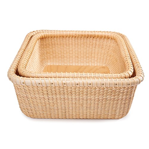 Teng Tian Nantucket Baskets Napkin Baskets Woven Basket Rattan Basket Storage Basket Sewing Baskets longaberger Wicker Nested Party Baskets Sewing Storage Hand-woven rattan square tray