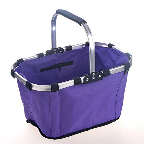 ZLZL Insulated Folding Shopping Basket Insulation Basket Picnic Basket Portable Basket Environmental Picnic Basket Fast Food Basketce Box Healthy Hamper,Purple