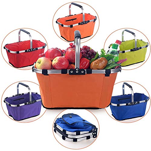 ZLZL Insulated Folding Shopping Basket Insulation Basket Picnic Basket Portable Basket Environmental Picnic Basket Fast Food Basketce Box Healthy Hamper,Purple