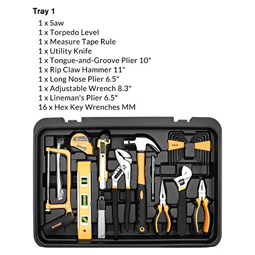 DEKOPRO 258 Piece Tool Kit with Rolling Tool Box Socket Wrench Hand Tool Set Mechanic Case Trolley Portable