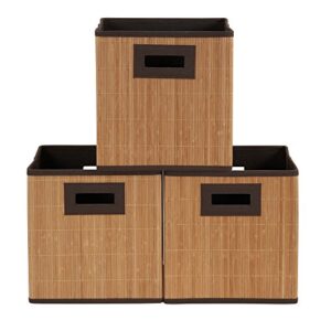 Household Essentials 3 Pack Premium Fabric Wicker Bin, Brown, 3 Count