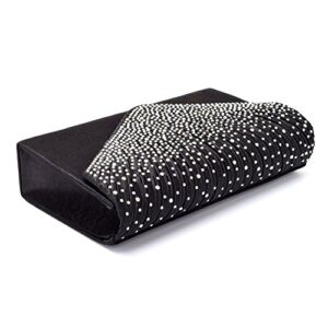 U-Story Women's Rhinestone Satin Frosted Evening Wedding Clutch Bag Handbag Purse (Black)