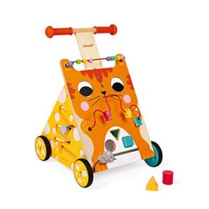 janod wooden activity baby walker cat – 21.1″ tall – ages 12 months+ – j08005
