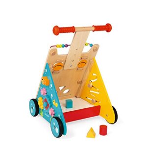 Janod Wooden Activity Baby Walker Cat - 21.1" Tall - Ages 12 Months+ - J08005