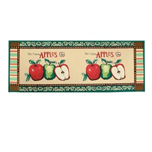 yazi fabric kitchen mat area rug fresh picked apples non-slip rubber backing floomat,47×18 inches