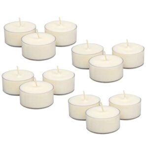 soy tealight candles – 12 unscented – all natural color – clear cup candles with 6 to 8 hour burn time