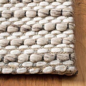 SAFAVIEH Marbella Collection 9' x 12' Light Brown / Ivory MRB392T Handmade Premium Wool Area Rug