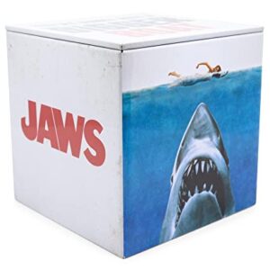 JAWS Logo Tin Storage Box Cube Organizer with Lid | 4 Inches