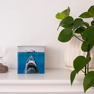 JAWS Logo Tin Storage Box Cube Organizer with Lid | 4 Inches