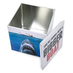 JAWS Logo Tin Storage Box Cube Organizer with Lid | 4 Inches