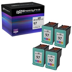 speedyinks remanufactured compatible replacements for hp 97 ink cartridges hy (4 pack – tricolor) for use in officejet, designjet, photo smart and deskjet