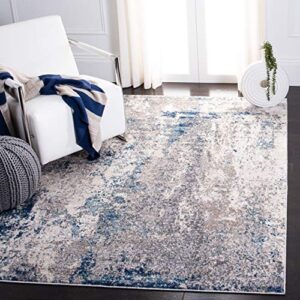 safavieh aston collection 3′ x 5′ grey / navy asn718f modern abstract non-shedding living room bedroom accent rug