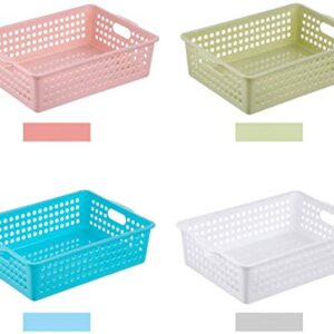 Lawei 8 Pack Plastic Storage Baskets - Colorful Paper Organizer Baskets Plastic Shelf Bins with Handles, Classroom Office File Holder for Home Office School