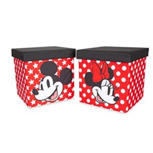 Disney Mickey & Minnie 15-Inch Storage Bin Cube Organizers with Lids, Set of 2 | Fabric Basket Container, Cubby Cube Closet Organizer, Home Decor Playroom Accessories | Toys, Gifts And Collectibles