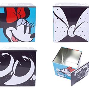 Disney All Eyes on Minnie Mouse 4-Inch Tin Storage Box Cube Organizer with Lid | Basket Container, Cubby Cube Closet Organizer, Home Decor Playroom Accessories | Cute Gifts And Collectibles