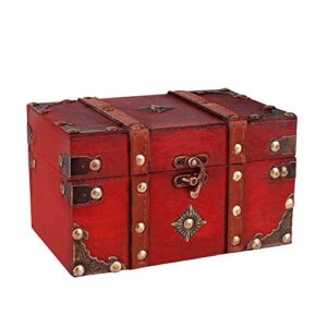 sicohome treasure box, 7.1″ treasure chest with pirate trinkets, vintage wooden decorative box for jewelry, tarot cards, gift box, gifts and home decoration