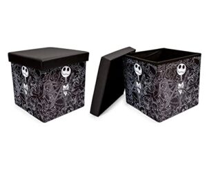 disney the nightmare before christmas jack skellington 15-inch storage bin cube organizers, set of 2 | fabric basket container, cubby closet organizer, home decor for playroom | gifts and collectibles
