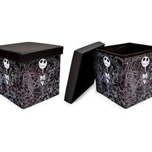 Disney The Nightmare Before Christmas Jack Skellington 15-Inch Storage Bin Cube Organizers, Set of 2 | Fabric Basket Container, Cubby Closet Organizer, Home Decor for Playroom | Gifts And Collectibles