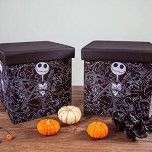 Disney The Nightmare Before Christmas Jack Skellington 15-Inch Storage Bin Cube Organizers, Set of 2 | Fabric Basket Container, Cubby Closet Organizer, Home Decor for Playroom | Gifts And Collectibles