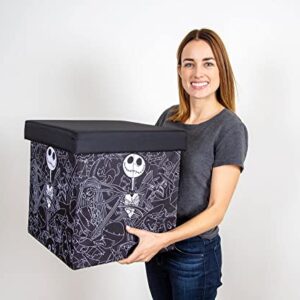 Disney The Nightmare Before Christmas Jack Skellington 15-Inch Storage Bin Cube Organizers, Set of 2 | Fabric Basket Container, Cubby Closet Organizer, Home Decor for Playroom | Gifts And Collectibles