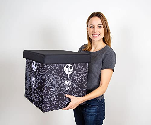 Disney The Nightmare Before Christmas Jack Skellington 15-Inch Storage Bin Cube Organizers, Set of 2 | Fabric Basket Container, Cubby Closet Organizer, Home Decor for Playroom | Gifts And Collectibles