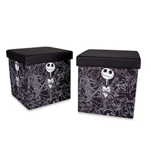 Disney The Nightmare Before Christmas Jack Skellington 15-Inch Storage Bin Cube Organizers, Set of 2 | Fabric Basket Container, Cubby Closet Organizer, Home Decor for Playroom | Gifts And Collectibles