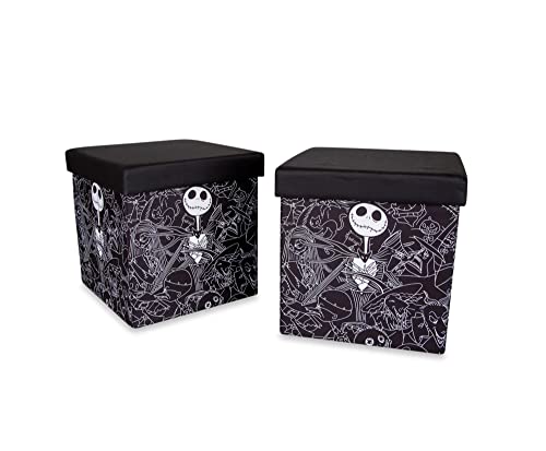 Disney The Nightmare Before Christmas Jack Skellington 15-Inch Storage Bin Cube Organizers, Set of 2 | Fabric Basket Container, Cubby Closet Organizer, Home Decor for Playroom | Gifts And Collectibles
