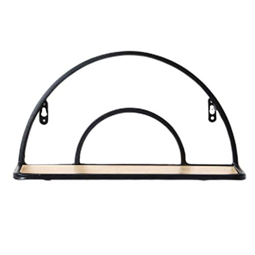 Cabilock Half Circle Floating Shelves Wall Mounted Iron Storage Rack Rustic Wood Wall Display Shelves for Bedroom Bathroom