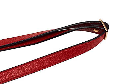 VanEnjoy Full Grain Leather Adjustable Replacement Strap Cross Body Bag Purse, 26-51 inch Gold Hardware - 1.8 CM Width (Black-Silver Metal With Tasse) (Red)