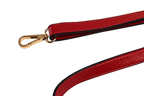 VanEnjoy Full Grain Leather Adjustable Replacement Strap Cross Body Bag Purse, 26-51 inch Gold Hardware - 1.8 CM Width (Black-Silver Metal With Tasse) (Red)