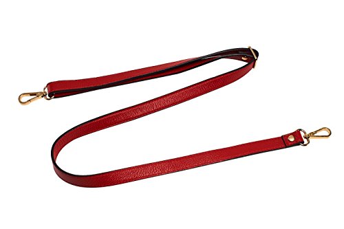 VanEnjoy Full Grain Leather Adjustable Replacement Strap Cross Body Bag Purse, 26-51 inch Gold Hardware - 1.8 CM Width (Black-Silver Metal With Tasse) (Red)