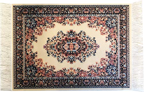 Carpet Coasters, Set of 4 Turkish Rug Style Table Drink mats, Absorbent Kitchen and Dining Accessories, Spill & drip Protection, Rectangular