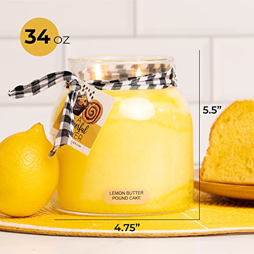 A Cheerful Giver — Lemon Butter Pound Cake - 34oz Papa Scented Candle Jar with Lid - Keepers of the Light - 155 Hours of Burn Time, Gift for Women, Yellow