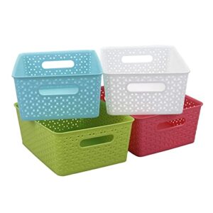 anbers plastic storage baskets for organizing, classroom baskets, set of 4