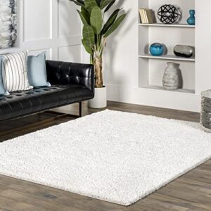nuloom marleen contemporary shag area rug, 4′ x 6′, white