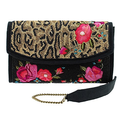 Mary Frances Flowers Gone Wild Beaded Animal Print Floral Crossbody Clutch Handbag, Multi