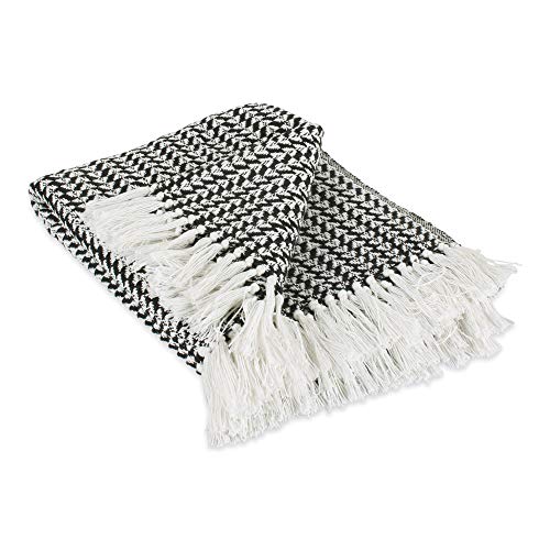 DII Arrowhead Woven Throw, 50x60 with 3" Fringe, Black, 1 Piece