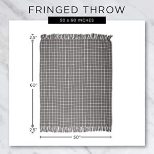 DII Arrowhead Woven Throw, 50x60 with 3" Fringe, Black, 1 Piece