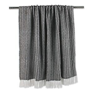 DII Arrowhead Woven Throw, 50x60 with 3" Fringe, Black, 1 Piece