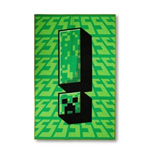 minecraft green creeper printed area rug | 60 x 39 inches