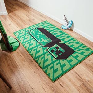 Minecraft Green Creeper Printed Area Rug | 60 x 39 Inches