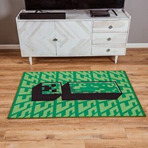 Minecraft Green Creeper Printed Area Rug | 60 x 39 Inches